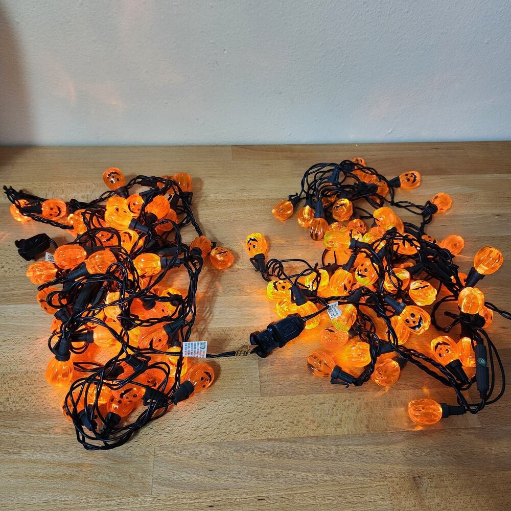 Vintage Halloween Pumpkin Jack O Lantern Strings Lights- Two Sets- 15' Each